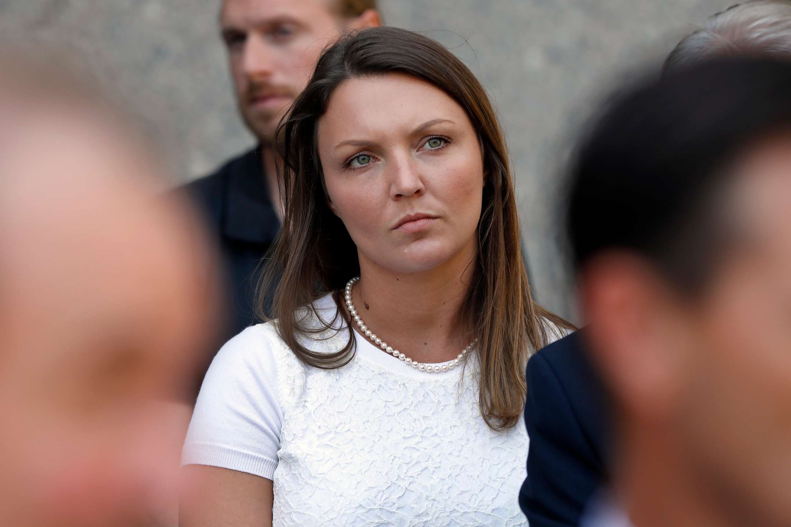 PHOTO: Courtney Wild, one of Jeffrey Epstein's accusers who spoke at his bail hearing, attends a news conference outside federal court, in N.Y., July 15, 2019.