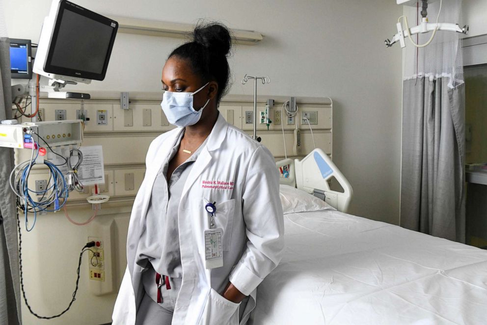 PHOTO: Dr. Meshia Wallace, a pulmonary physician, talks about her experiences treating COVID-19 patients, Dec. 10, 2020, in Opelika, Ala.