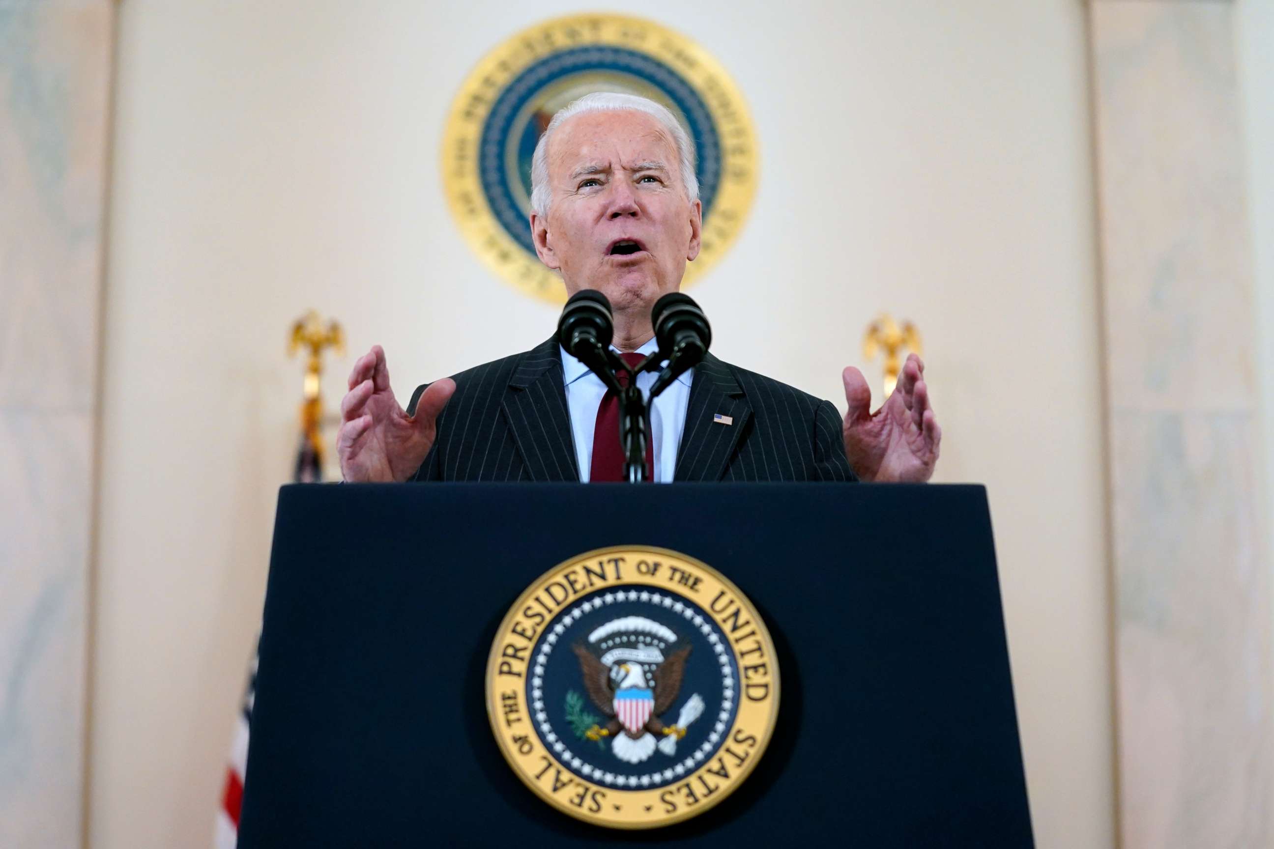 PHOTO: President Joe Biden speaks about the 500,000 Americans that died from COVID-19, Feb. 22, 2021, in Washington, D.C.