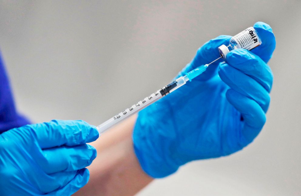 PHOTO: A nurse prepares to administer the Pfizer-BioNTech COVID-19 vaccine  at Guy's Hospital in London, on Dec. 8, 2020.