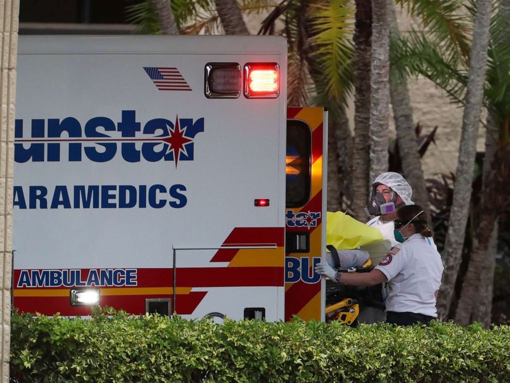 PHOTO: A patient is transported via ambulance from a nursing home.