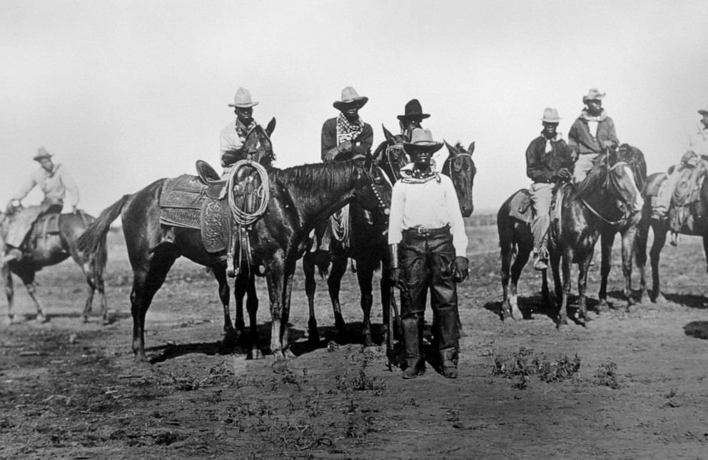 PHOTO: Cowboys preparing to race at a state fair in Bonham, Texas, circa 1913.  