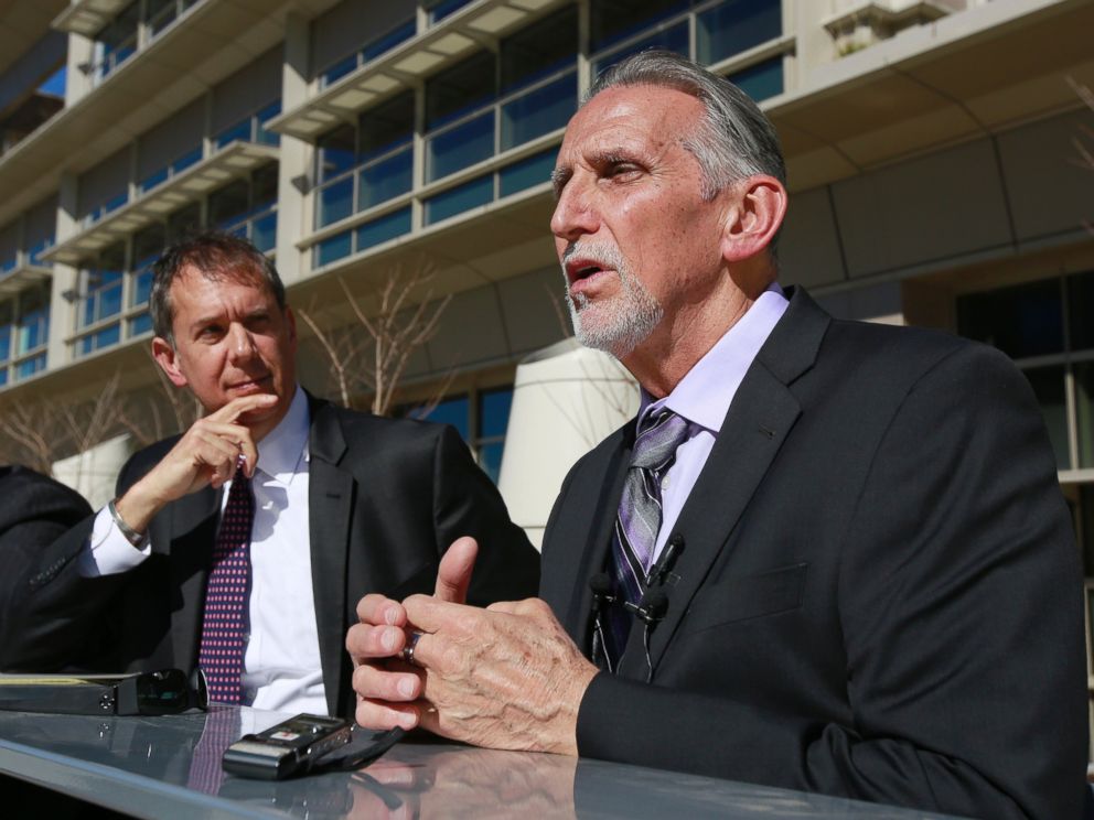 PHOTO: Craig Coley, right, who spent 39 years in prison for a murder he didnt commit, talks with reporters Thursday, Feb. 15, 2018, in Sacramento, Calif.