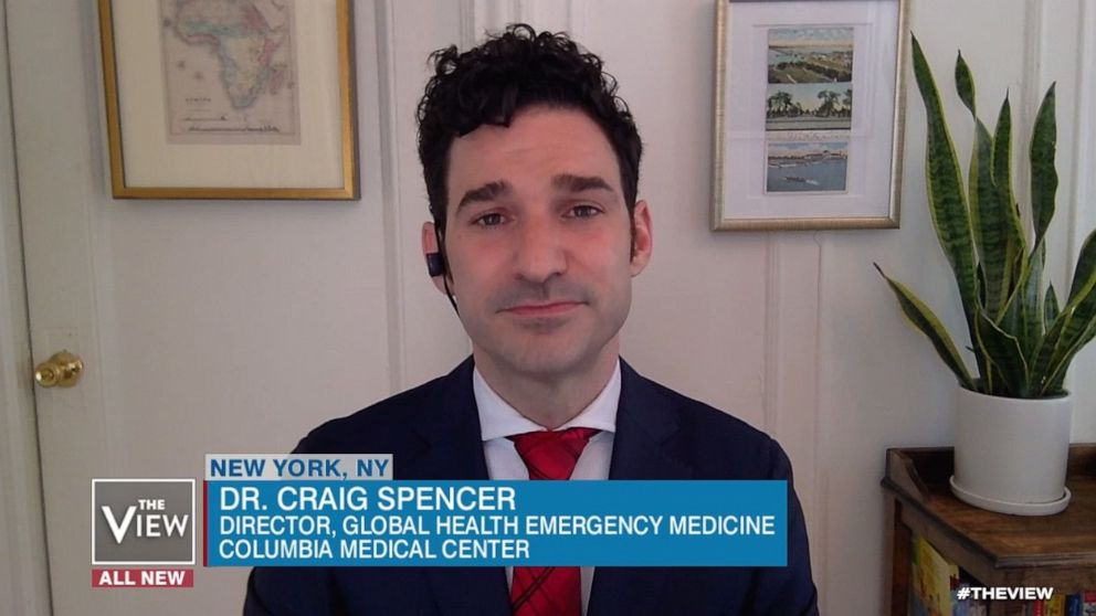 PHOTO: New York City surgeon Dr. Craig Spencer discusses his concerns about COVID-19 outbreak on "The View," April 2, 2020.