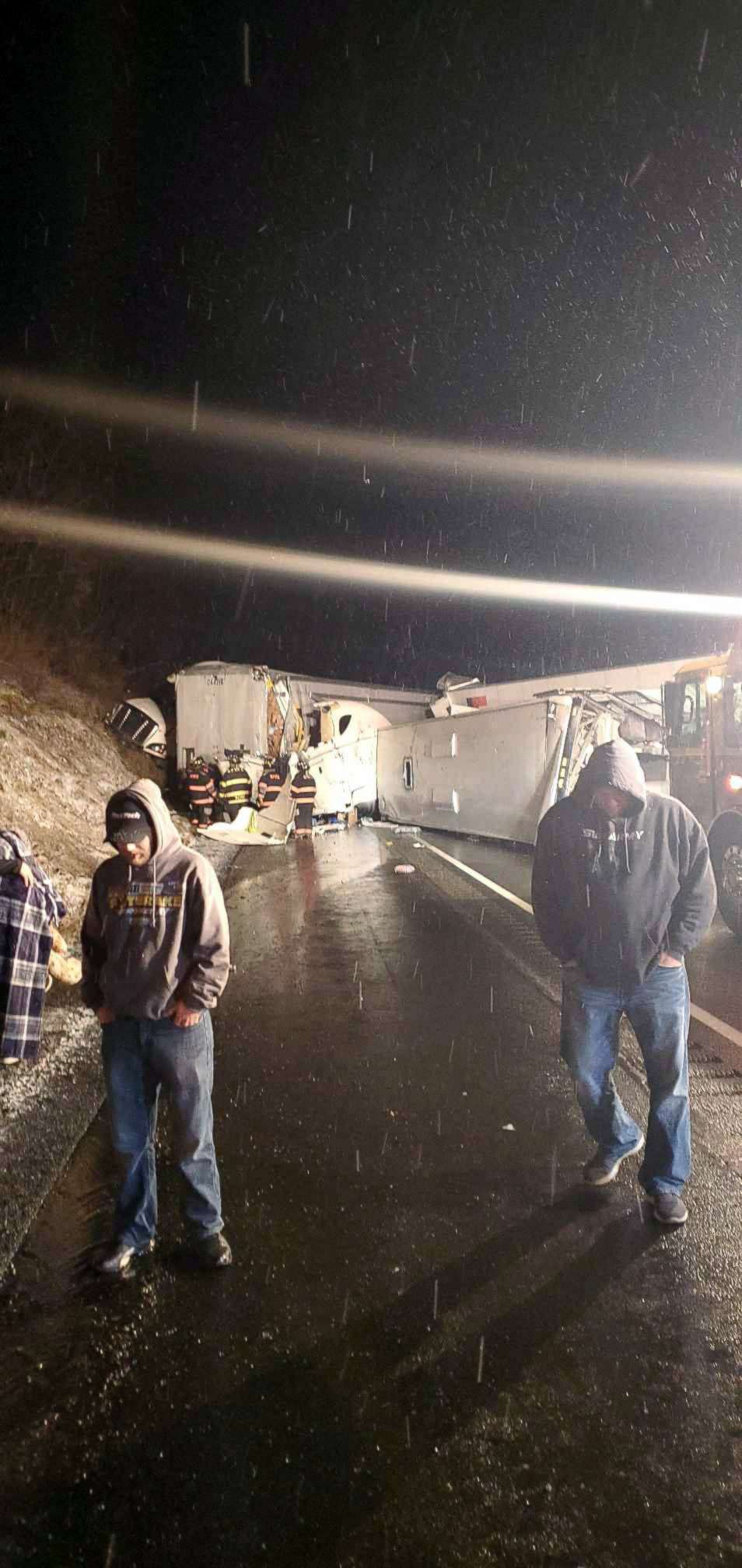 PHOTO: Emergency crews respond to a fatal crash on the Pennsylvania Turnpike in Mount Pleasant Township, Jan. 5, 2020. 