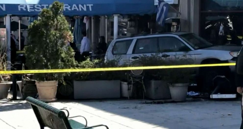 PHOTO: A car crashed into diners outside the Parthenon Restaurant & Chevy Chase Lounge in Washington D.C., March 11, 2022.