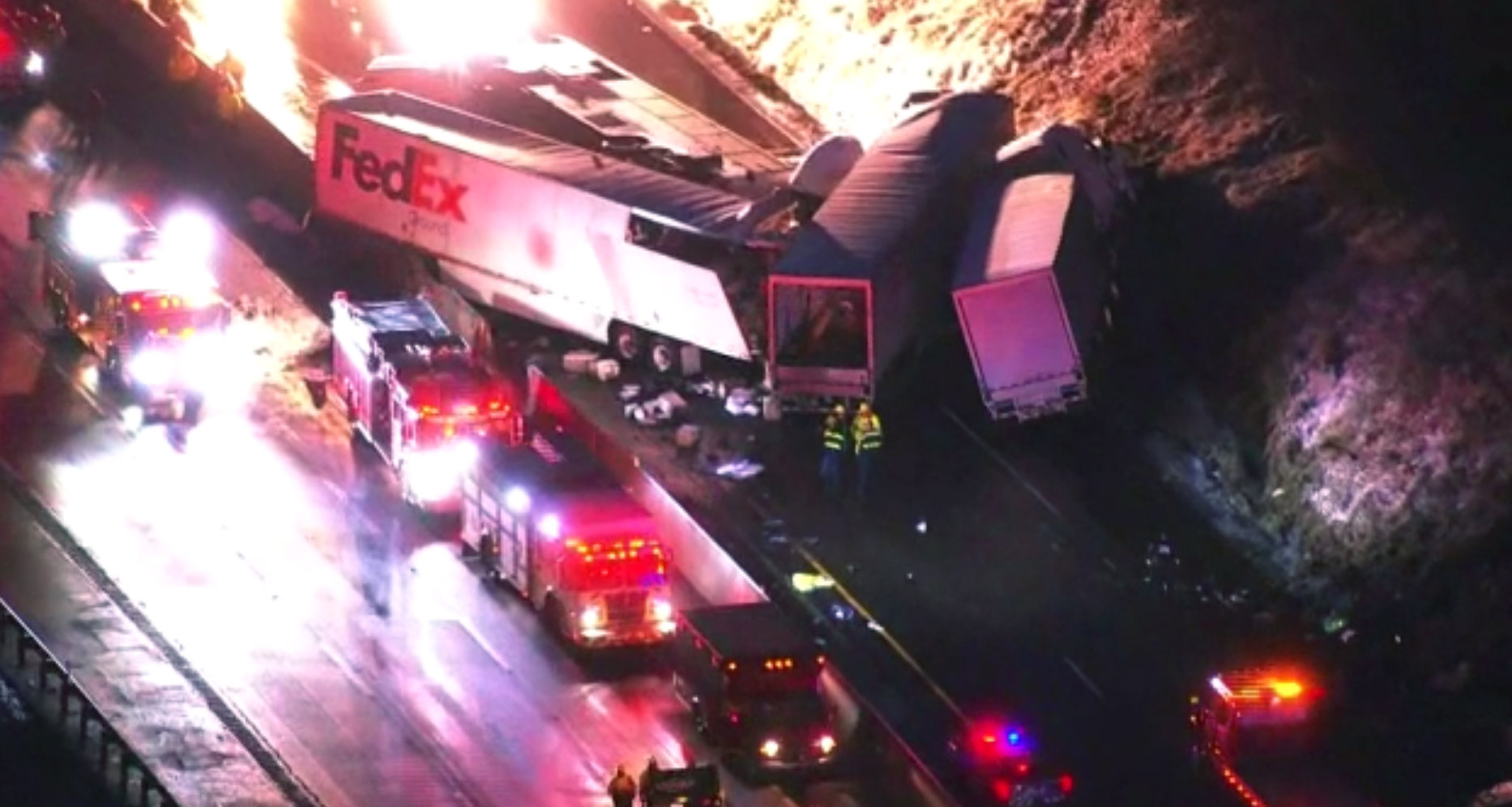 PHOTO: Emergency crews respond to a fatal crash on the Pennsylvania Turnpike in Mount Pleasant Township, Jan. 5, 2020.