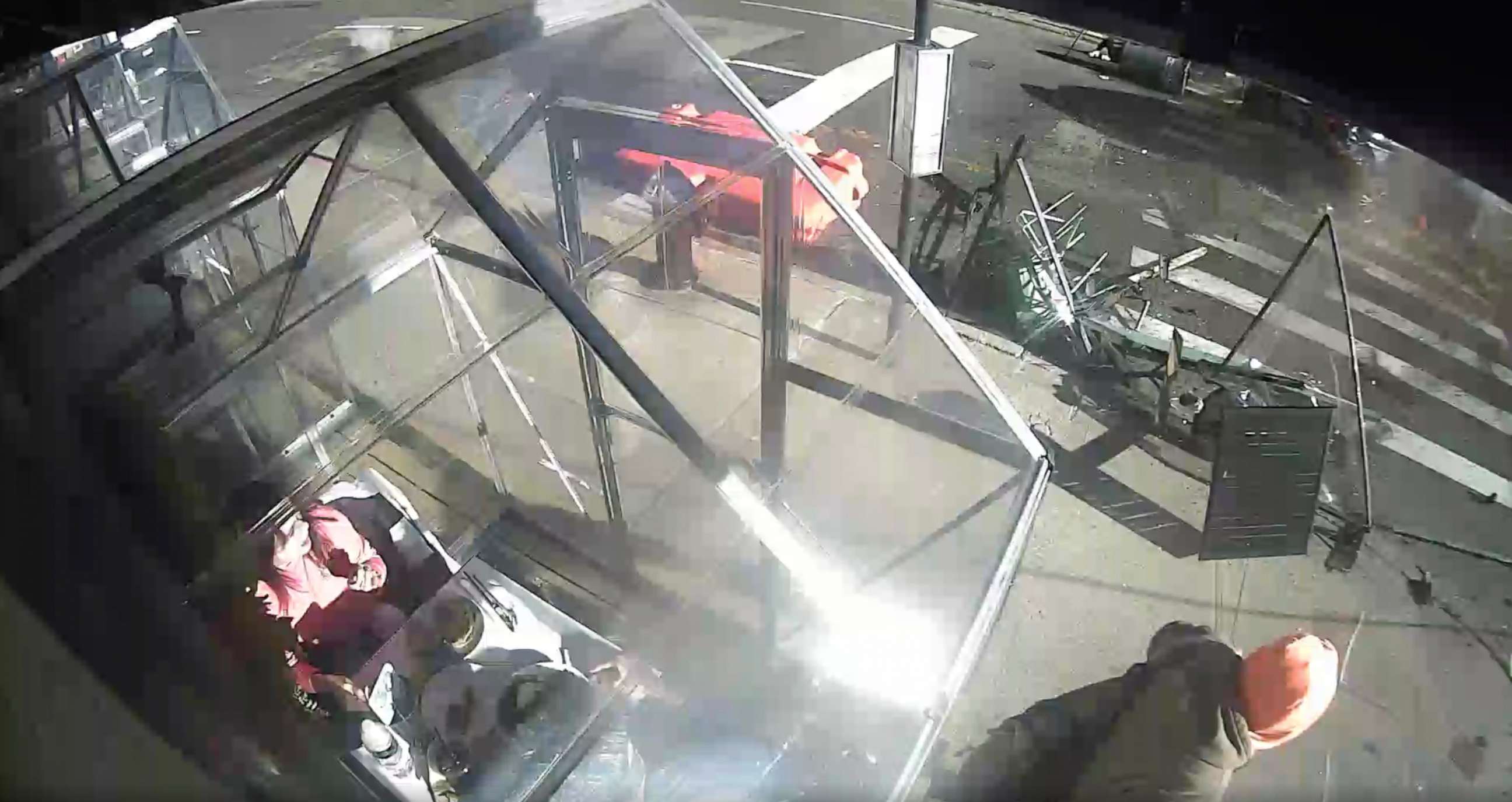 PHOTO: Surveillance video captured a car barreling into an outdoor dining area after a crash in New York City, March 5, 2021.