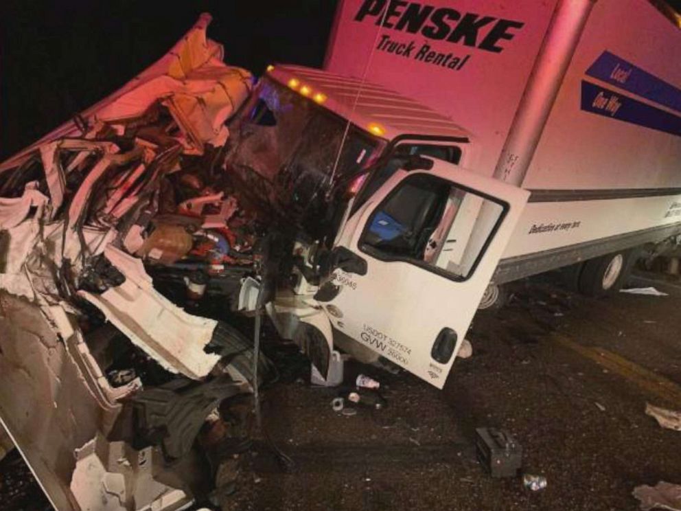 PHOTO: Eight passengers in a van were killed when it collided head-on with a truck on a Mississippi highway, June 3, 2019.