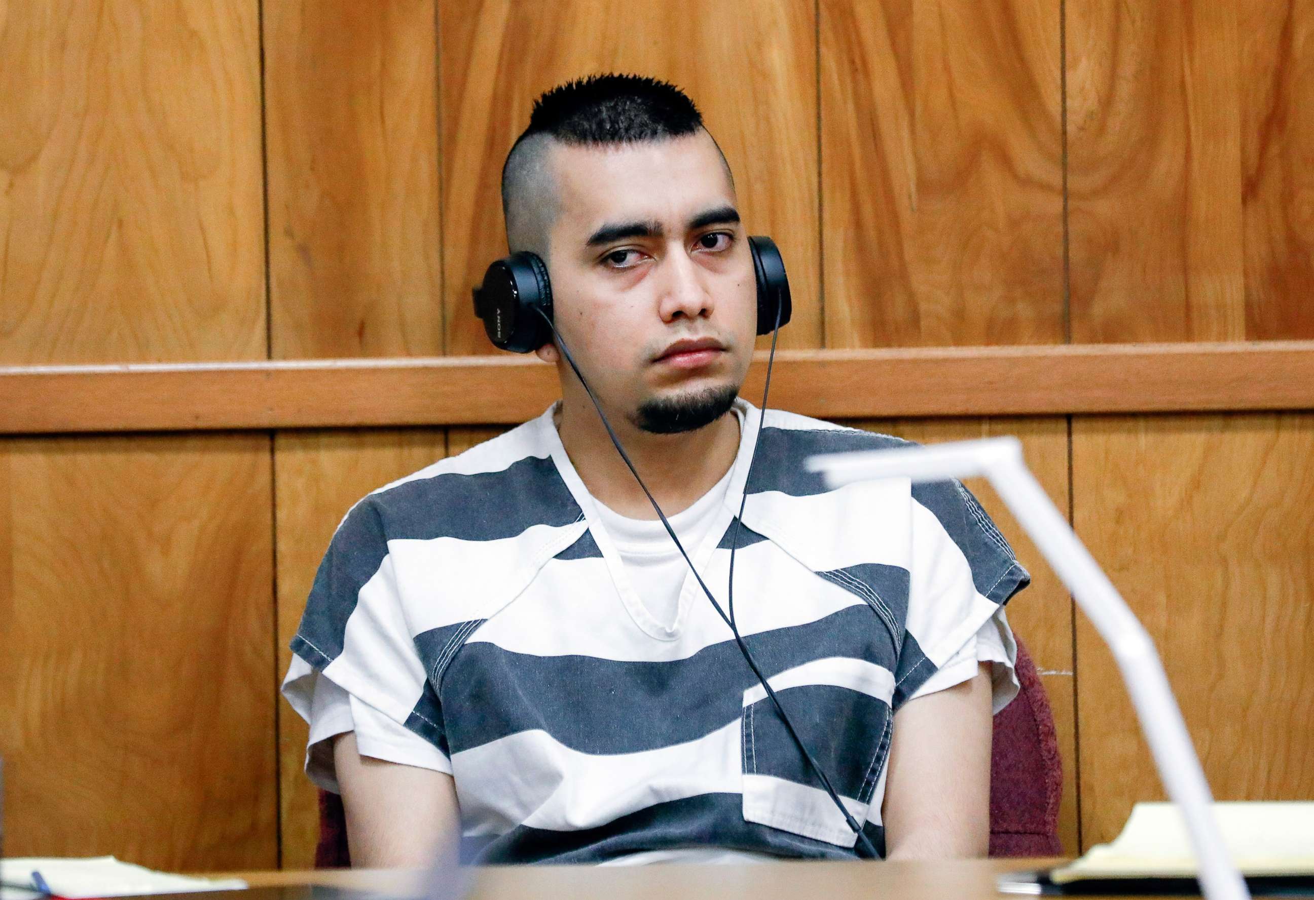 PHOTO: Cristhian Bahena Rivera appears during a hearing at the Poweshiek County Courthouse in Montezuma, Iowa, on July 15, 2021. Bahena Rivera was convicted of killing University of Iowa student Mollie Tibbetts in 2018.