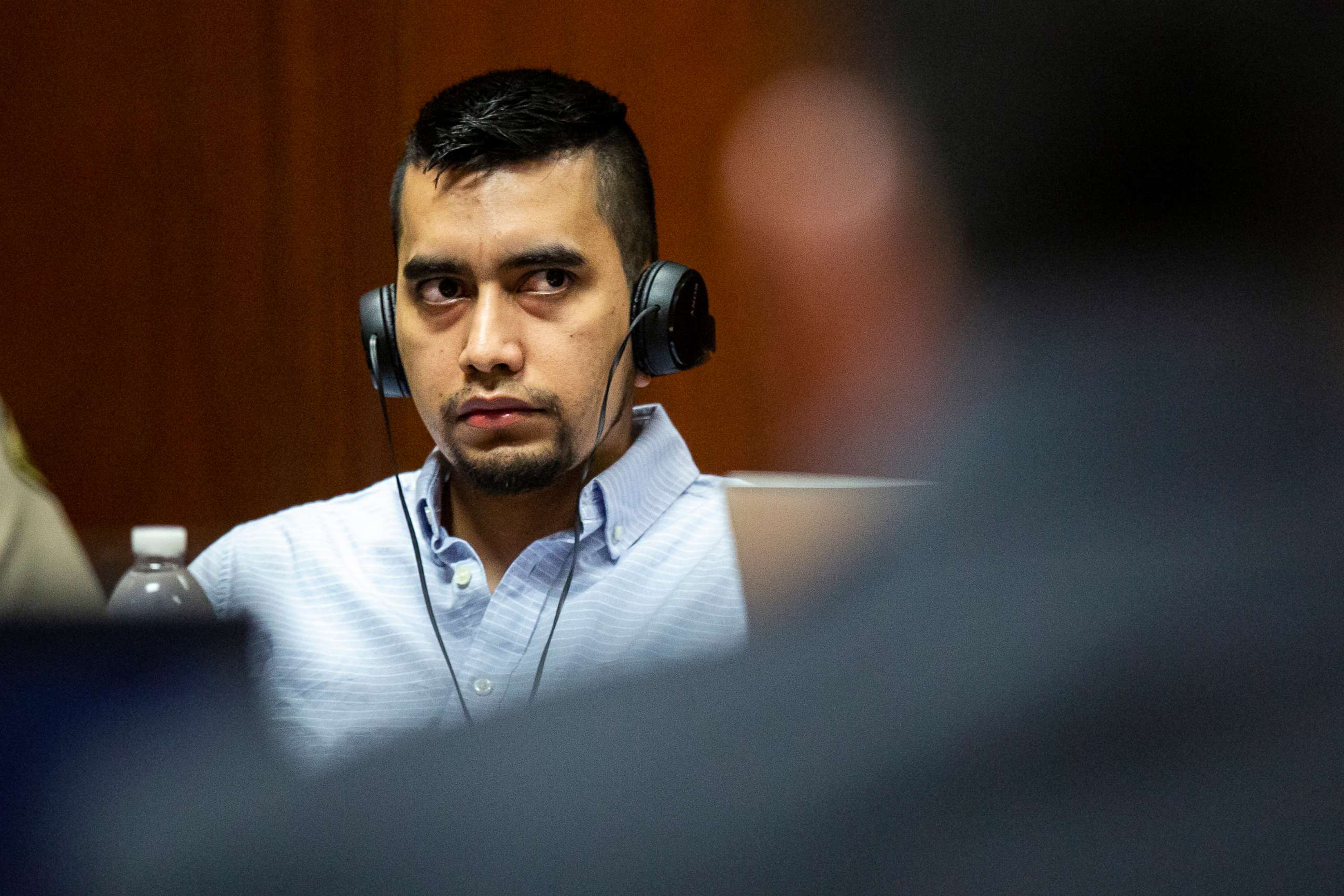 PHOTO: Cristhian Bahena Rivera listens to court proceedings during his trial, May 25, 2021, in the Scott County Courthouse in Davenport, Iowa.