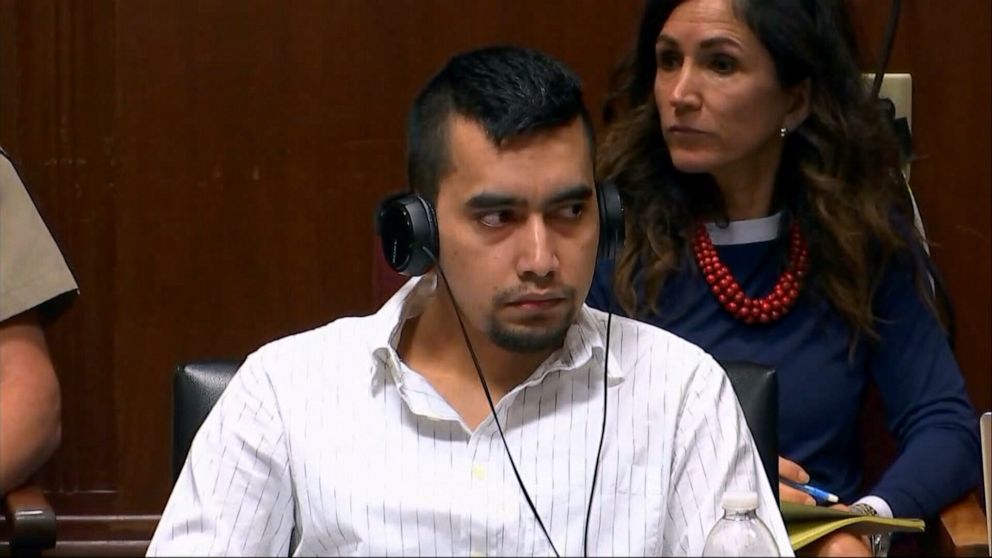 PHOTO: Cristhian Bahena Rivera listens to court proceedings during his trial, May 27, 2021, in the Scott County Courthouse in Davenport, Iowa.