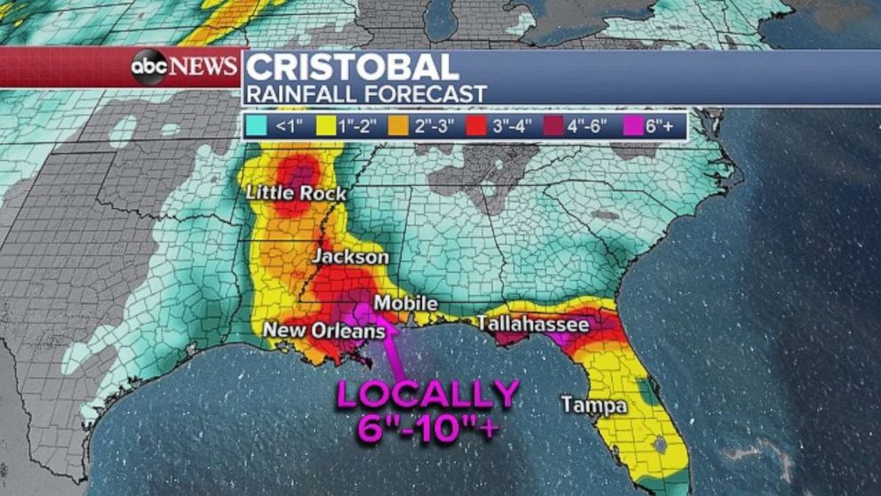 PHOTO: The New Orleans area and southern Mississippi will receive the lion's share of rain from the tropical system.