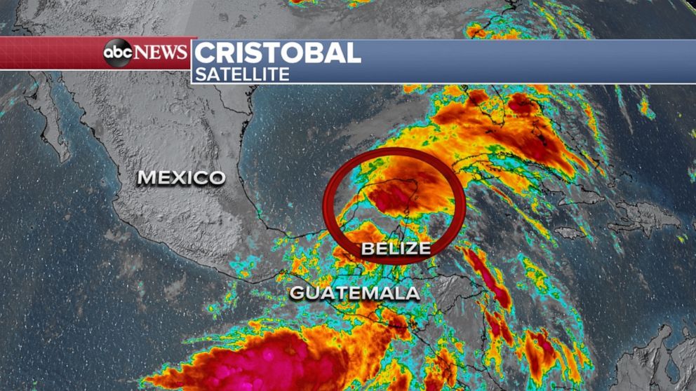 PHOTO: Tropical Storm Cristobal churns in the Caribbean, just off the eastern coast of Mexico.