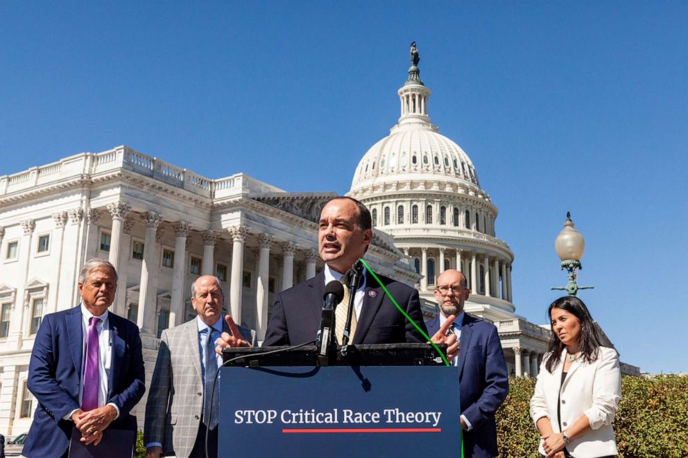 PHOTO: In this Sept. 29. 2021, file photo, Congressman Bob Good speaks at a press conference denouncing Critical Race Theory and introducing his Defending Students' Civil Rights bill at the Capitol in Washington, D.C.