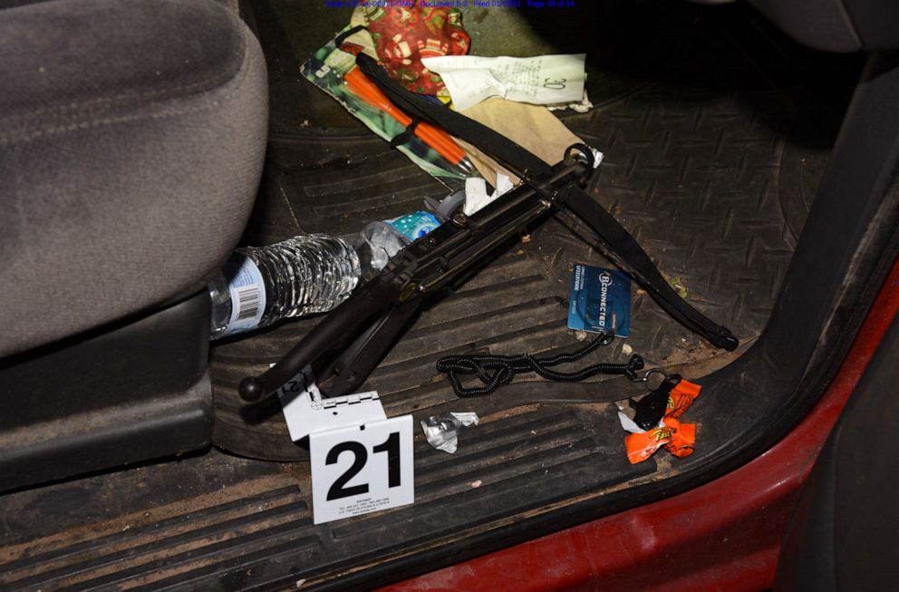 PHOTO: Law enforcement officials said they found a crossbow in a truck belonging to Lonnie Coffman near the site of the U.S. Capitol following riots on Jan. 6, 2021.