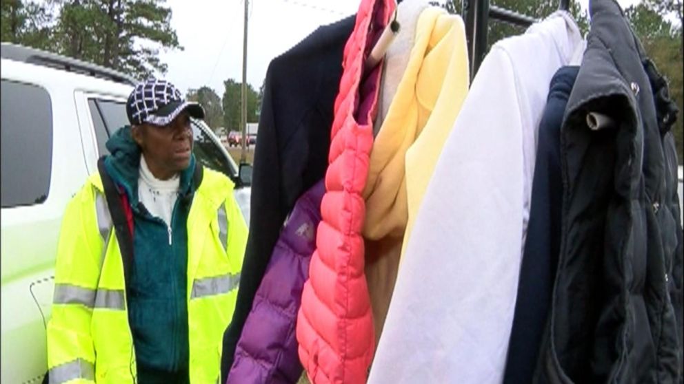 PHOTO: In Wilmington, N.C., coats were passed out to children on their way to school by Minnie Galloway.