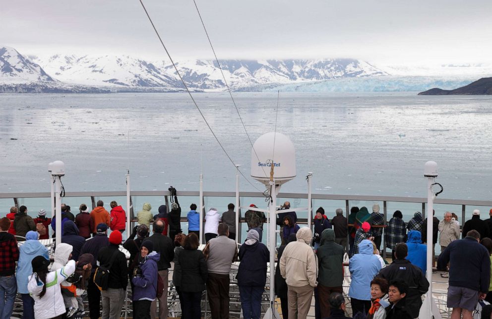Photo: Passengers on an unnamed cruise ship look at Hubbard Glacier in Alaska on May 22, 2010.