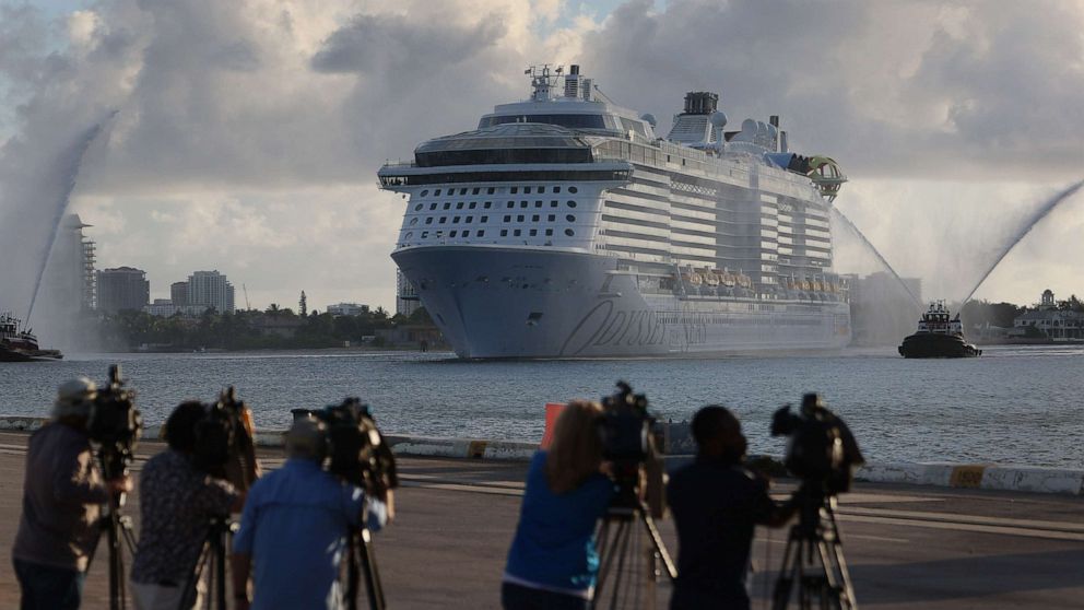 PHOTO: The Royal Caribbean's Odyssey of The Seas arrives at Port Everglades on June 10, 2021, in Fort Lauderdale, Fla.