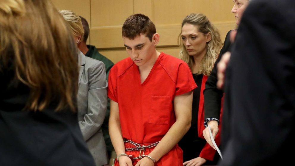 Nikolas Cruz appears in court for a status hearing before Broward Circuit Judge Elizabeth Scherer in Fort Lauderdale, Florida, Feb. 19, 2018.