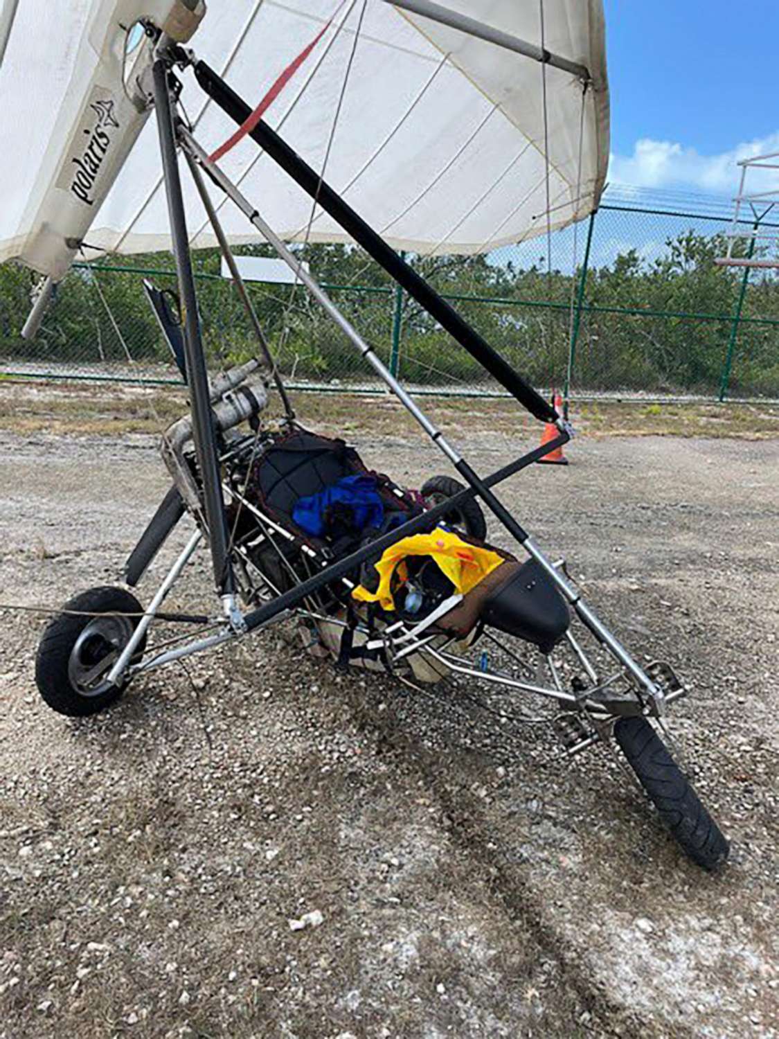 PHOTO: Two Cuban migrants were taken into U.S. Border Patrol custody after landing at the Key West International Airport onboard a powered hang glider, Mar. 25, 2023.