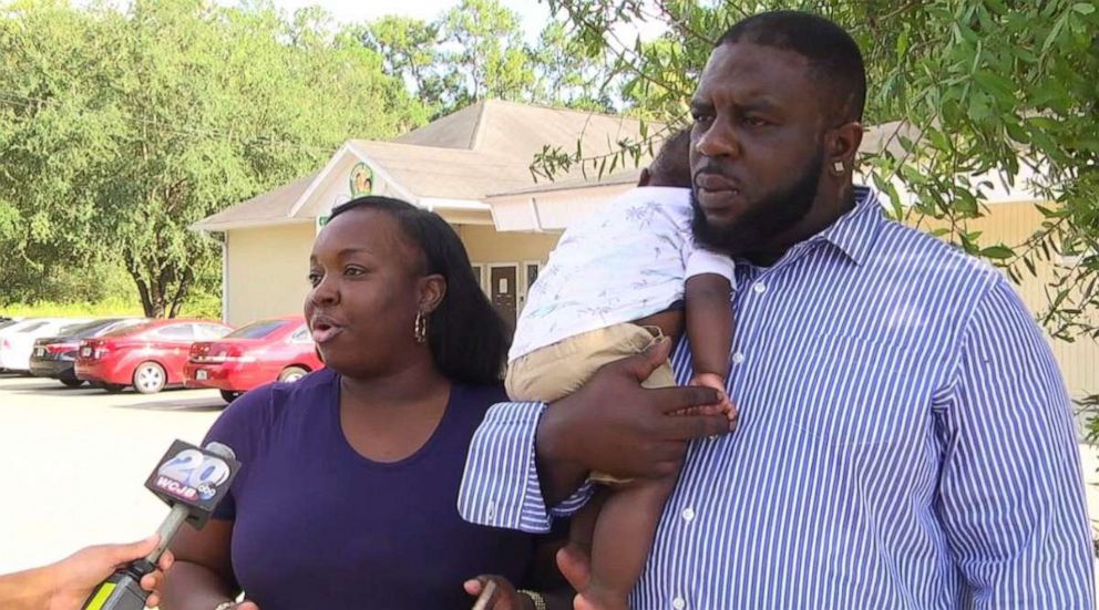 PHOTO: Laquiesha and Steven Davis, of Gainesville, Fla., say their 8-month-old son was beaten by a day care worker, who is now on the run from police.