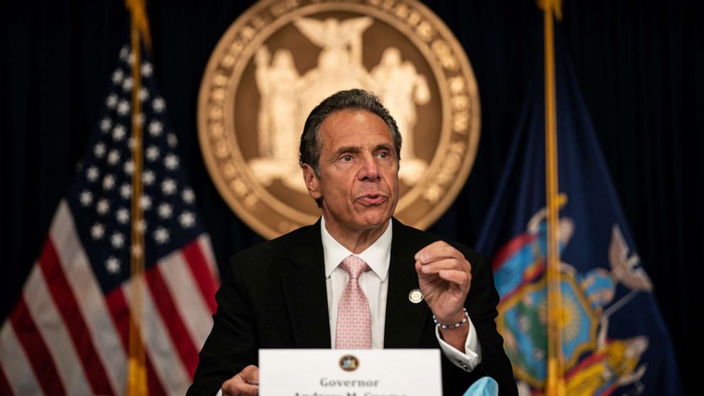 PHOTO: New York Gov. Andrew Cuomo speaks during the daily media briefing at the Office of the Governor of the State of New York on June 12, 2020 in New York City.