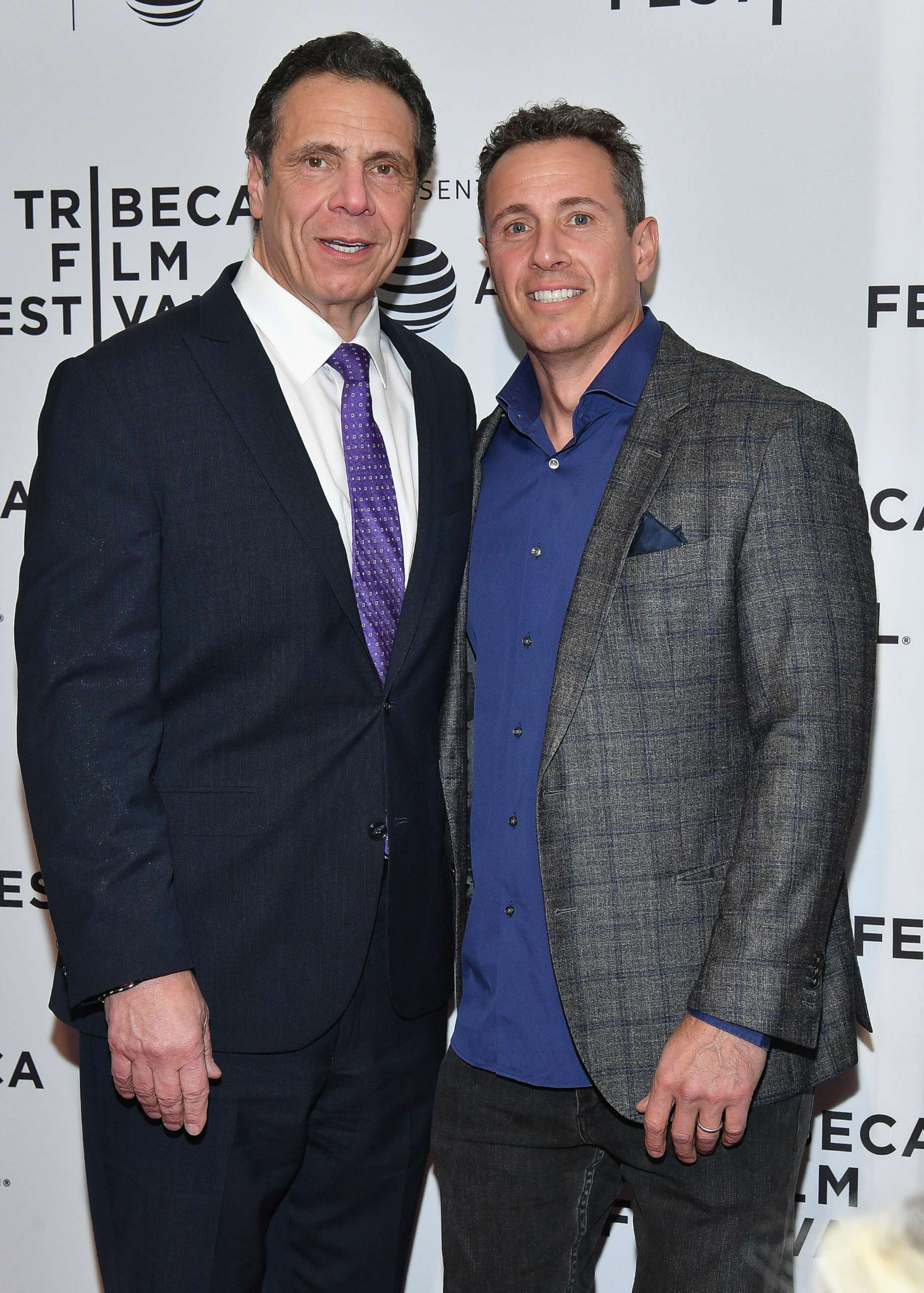PHOTO: New York Governor Andrew Cuomo and his brother Chris Cuomo attend the 2018 Tribeca Film Festival, April 26, 2018, in New York City.