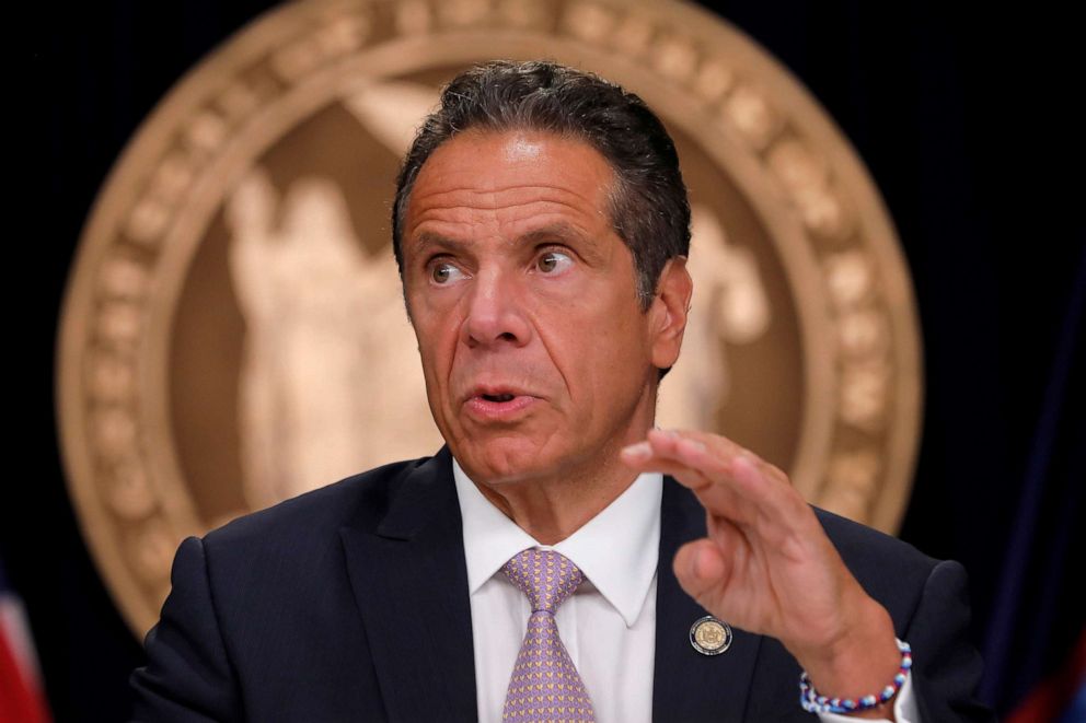 PHOTO: New York Governor Andrew Cuomo speaks during a daily briefing following the outbreak of the coronavirus disease (COVID-19) in  New York, July 13, 2020. 