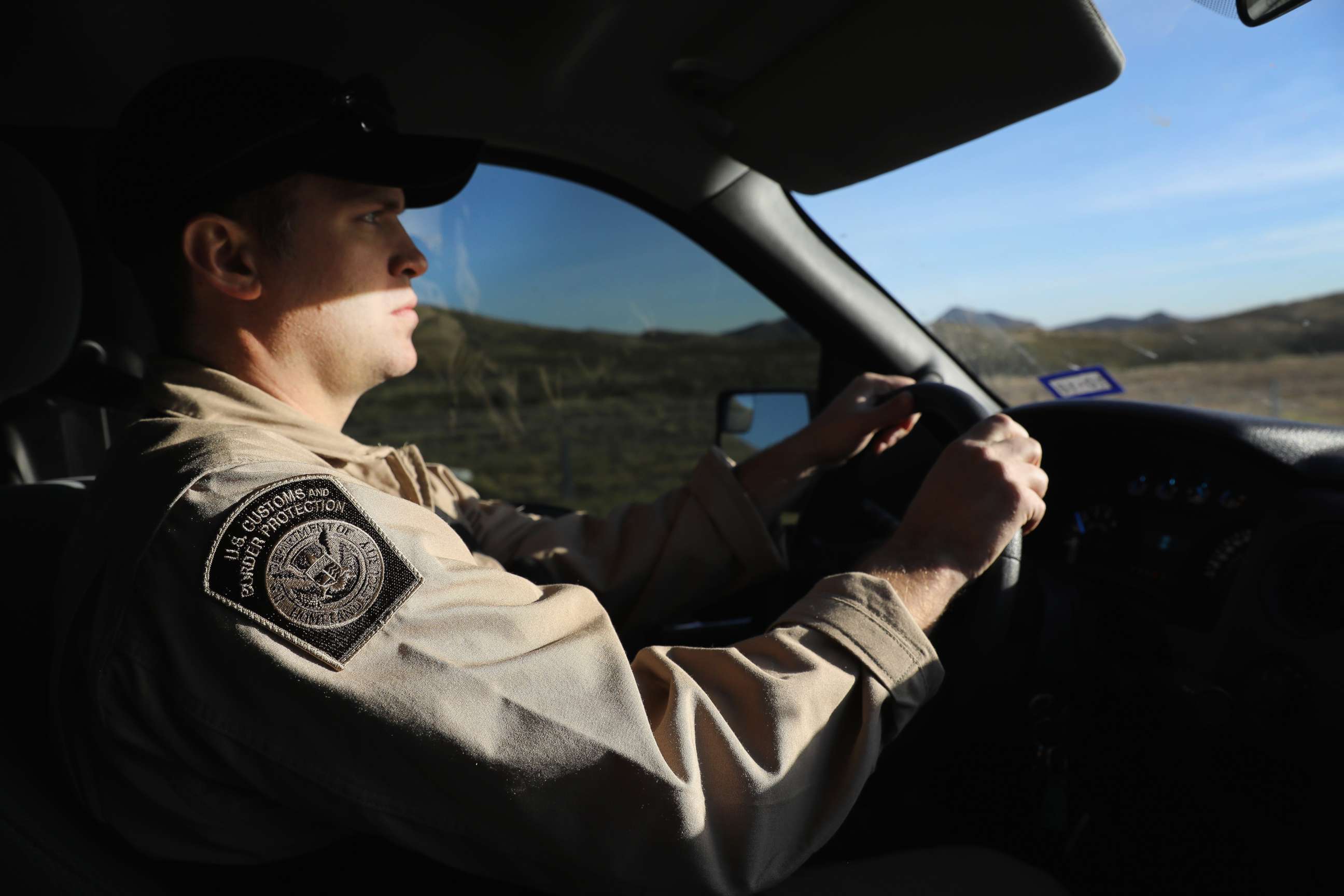 PHOTO: A Customs and Border Protection (CBP) agent drives along Interstate 10, on Nov. 22, 2017, in Van Horn, Texas.