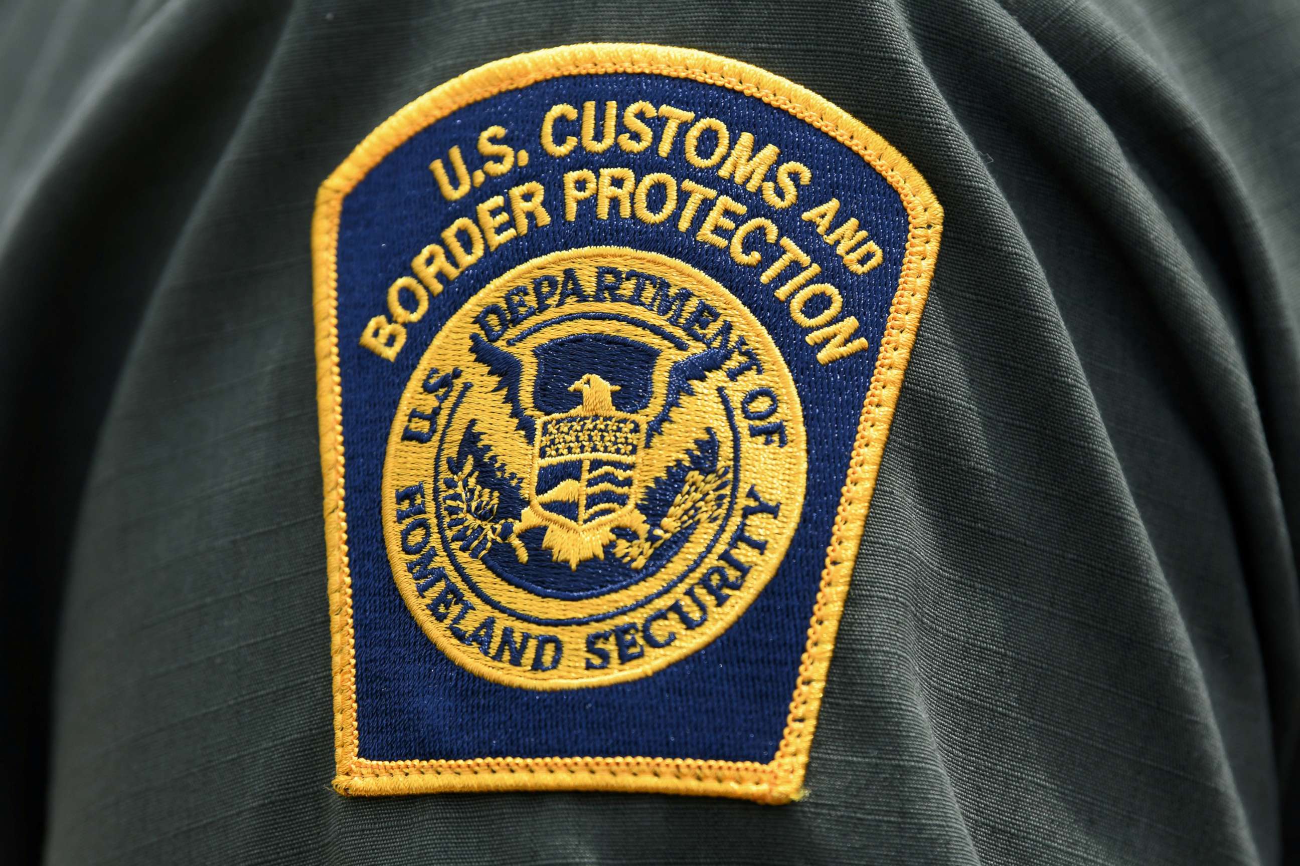 PHOTO: In this July 1, 2019, file photo, a U.S. Customs and Border Protection patch is seen on the arm of a U.S. Border Patrol agent in Mission, Texas.