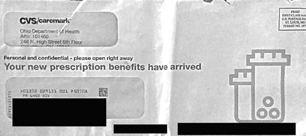 PHOTO: An scan of the envelope mailed to CVS customers showing their HIV status on the front is pictured in official court documents. 