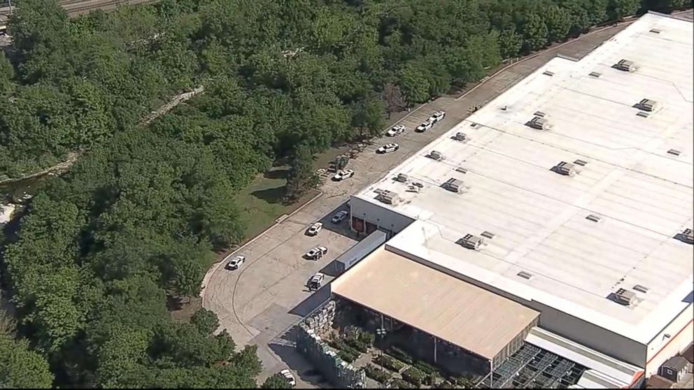 PHOTO: A view of the scene where a police-involved shooting took place, April 24, 2018, in Dallas, Texas. 