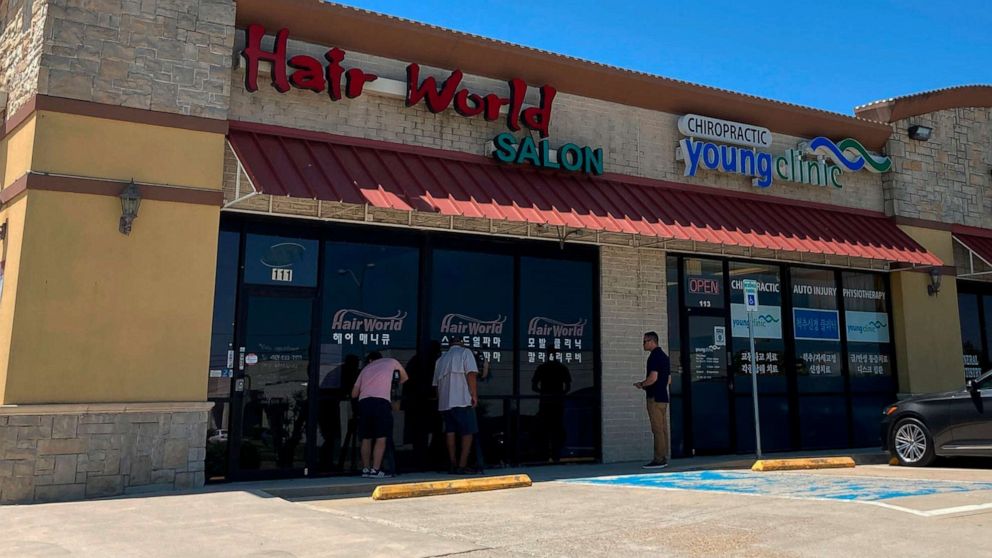PHOTO: Hair World Salon in Dallas, May 12, 2022. A man opened fire inside the hair salon in Dallas' Koreatown area, wounding three people.