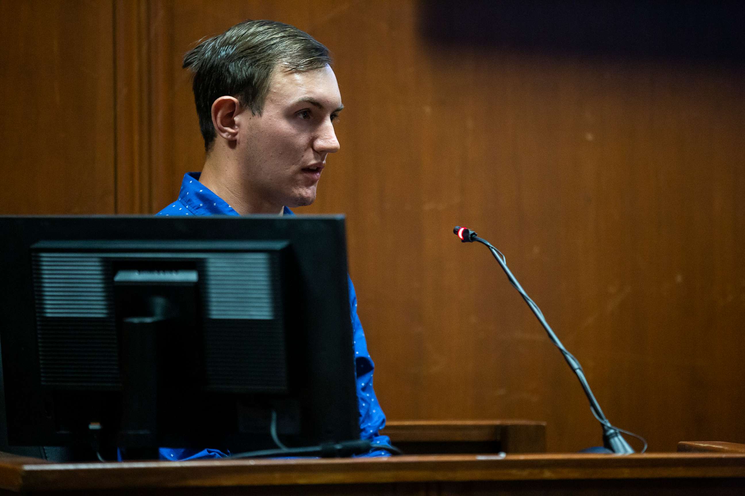 PHOTO: Dalton Jack, Mollie Tibbetts' boyfriend, testifies for a second time during Cristhian Bahena Rivera's trial, May 25, 2021, in the Scott County Courthouse in Davenport, Iowa. 