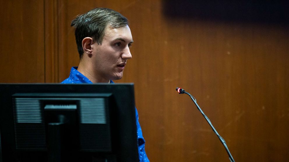 PHOTO: Dalton Jack, Mollie Tibbetts' boyfriend, testifies for a second time during Cristhian Bahena Rivera's trial, May 25, 2021, in the Scott County Courthouse in Davenport, Iowa. 