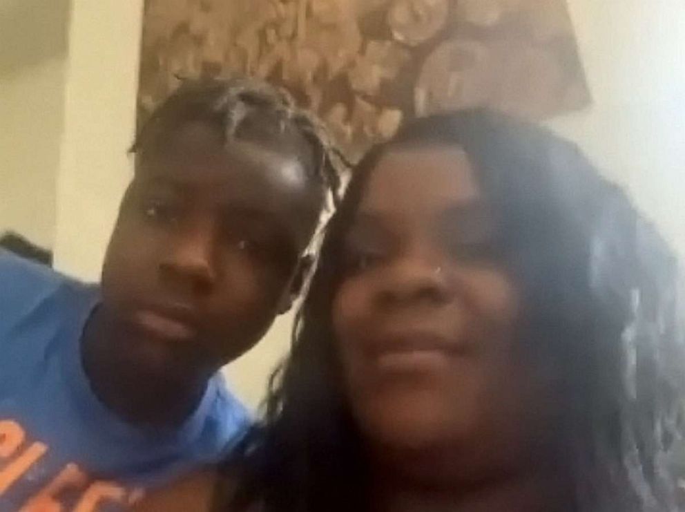 PHOTO: Derica McCleod spoke about her son Damonte Clark, 13, who was hospitalized with COVID-19. He was not vaccinated. McCleod and Clak are pictured in an image taken from ABC video.