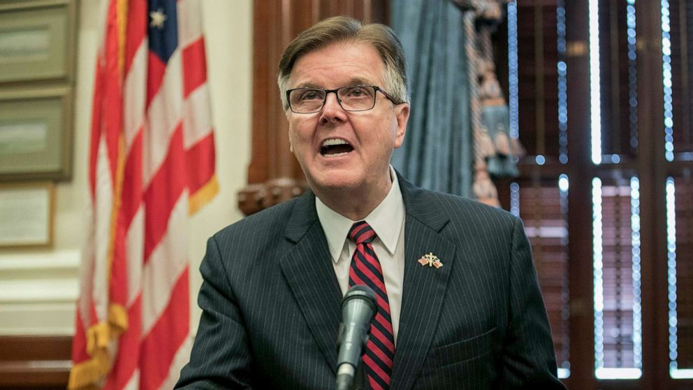 PHOTO: Dan Patrick talks about a deployment of National Guard troops to the Texas-Mexico border at a news conference at the Capitol, Friday June 21, 2019 in Austin, Texas.