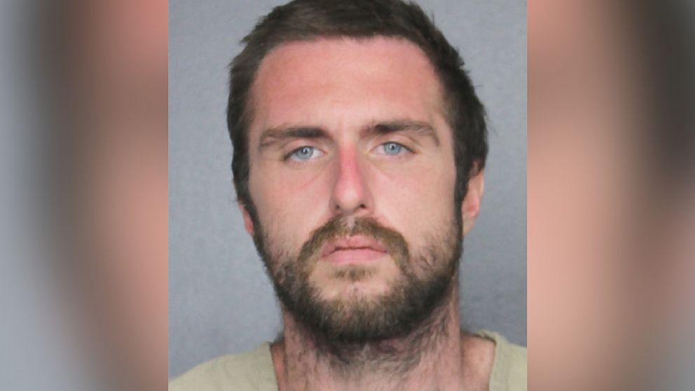 Daniel James Dunkelberger is pictured in a booking photo released by the Hallandale Beach Police Department.
