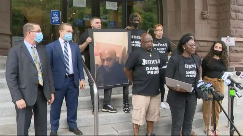 PHOTO: Joe Prude, brother of Daniel Prude, and activists from Free the People ROC held a press conference to draw attention to the case of Daniel Prude in Rochester, N.Y., Sept. 02, 2020.