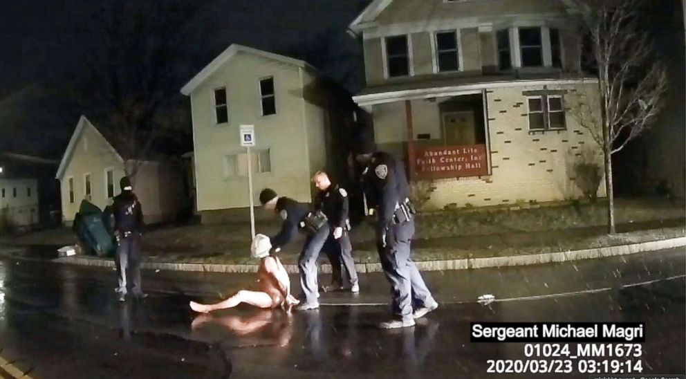 PHOTO: Daniel Prude is arrested by Rochester Police on March 23 in bodycam video footage released on Sept. 2, 2020.