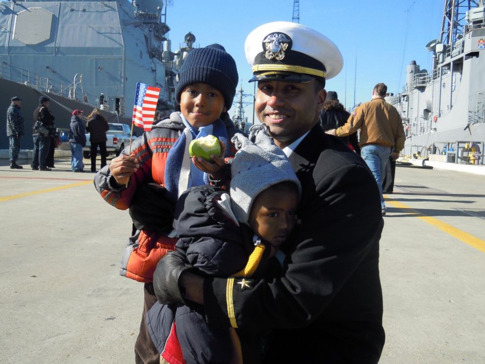 PHOTO: Naval officer Lt. Daniel Wade with two of his three sons in a family photo.