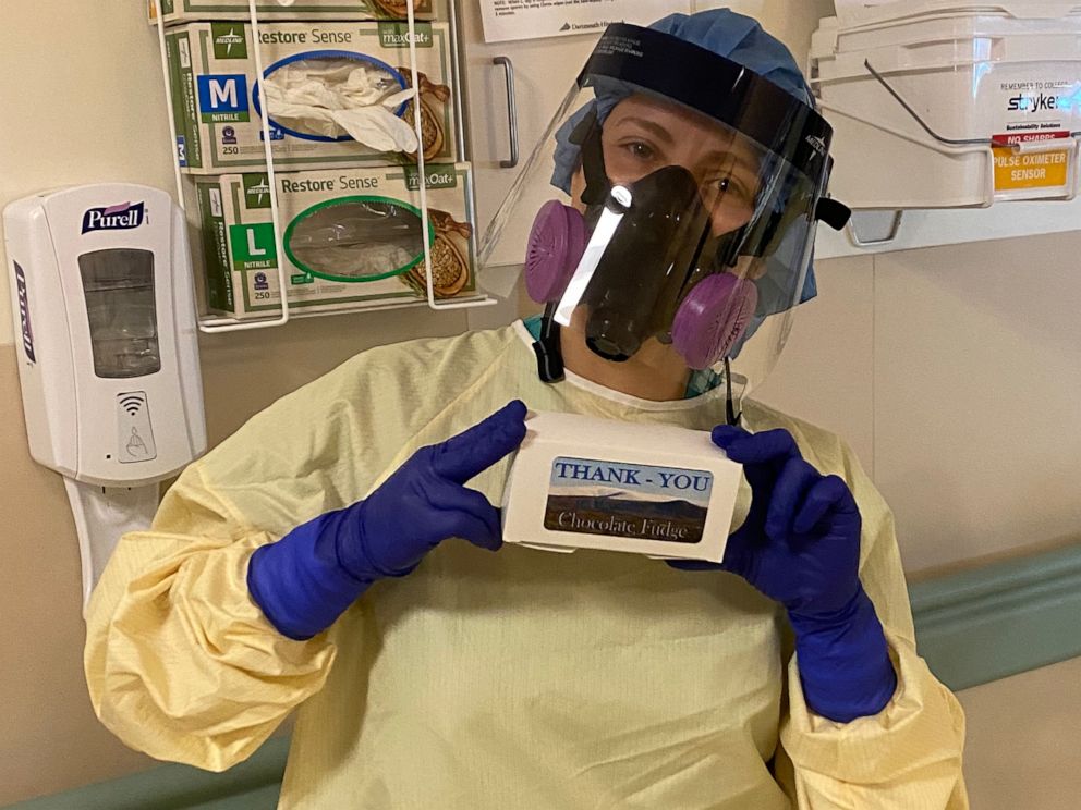 PHOTO: Danielle Fenn in her PPE gear at Darmouth Hitchcock Medical Center in Lebanon, New Hampshire.