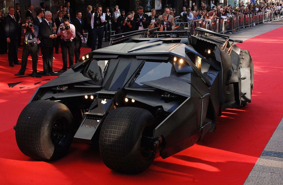 PHOTO: The Batmobile drives up the red carpet at the European Premiere of the 2008 film, "The Dark Knight," on July 21, 2008, in London.