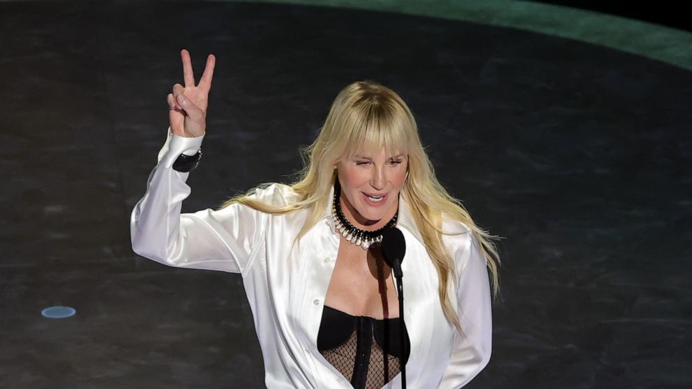 PHOTO: Daryl Hannah speaks onstage during the 97th Annual Oscars at Dolby Theatre, on March 2, 2025, in Hollywood, Calif.