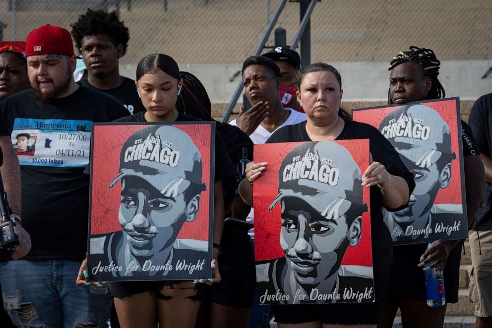 PHOTO: The family of Daunte Wright attend a rally and march organized by families who were victims of police brutality in in St. Paul, Minn., May 24, 2021.