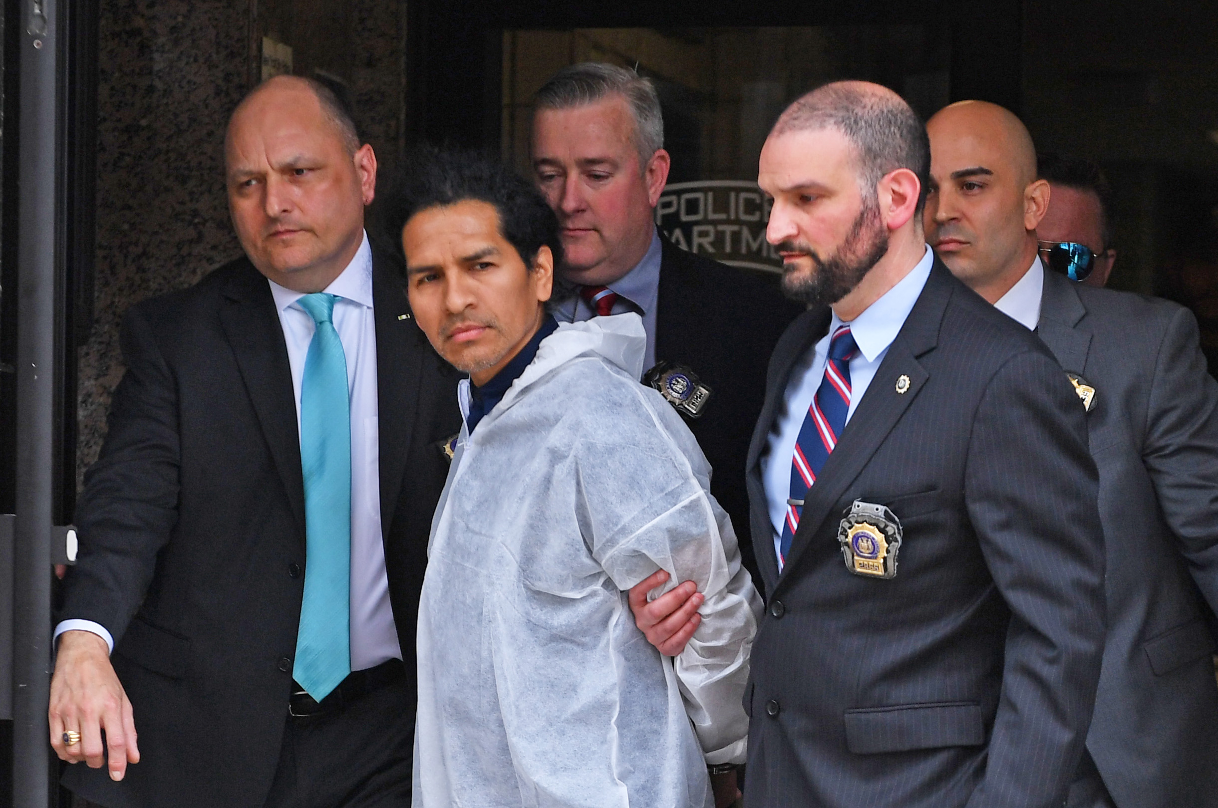 PHOTO: David Bonola, 44, suspect in the murder of Orsolya Gaal, is escorted by police, April 21, 2022, in New York City.