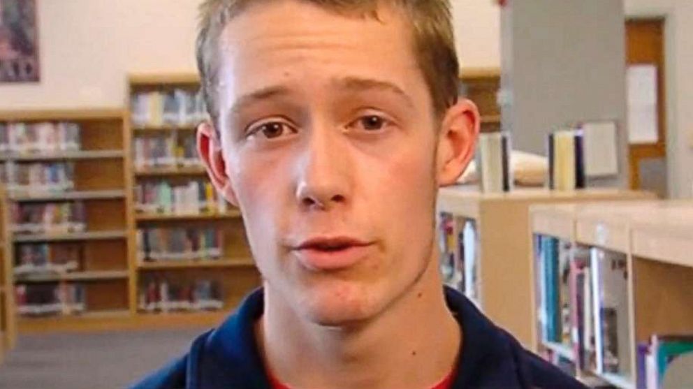PHOTO: In this image made from video and provided by WMAR-TV, in Baltimore, David Eisenhauer conducts an interview discussing his athletic and academic aspirations for a weekly feature on high school athletes in the Baltimore area. 