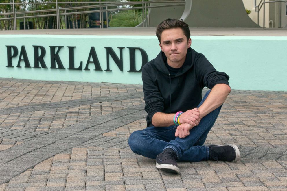 PHOTO: David Hogg, a senior at Marjory Stoneman Douglas High School, poses for a photo at Pine Trails Park, in Parkland, Fla., May 29, 2018.