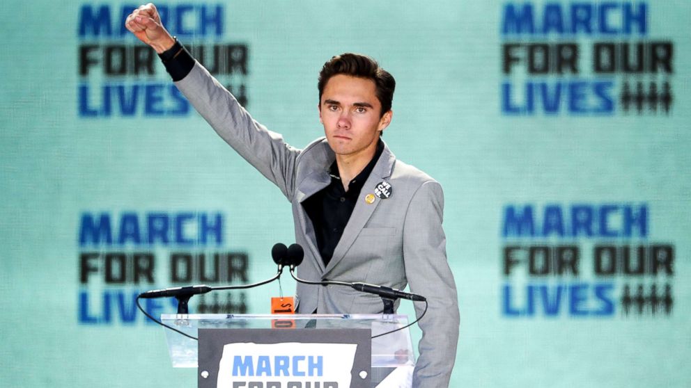 PHOTO: Marjory Stoneman Douglas High School Student David Hogg addresses the March for Our Lives rally, March 24, 2018, in Washington.